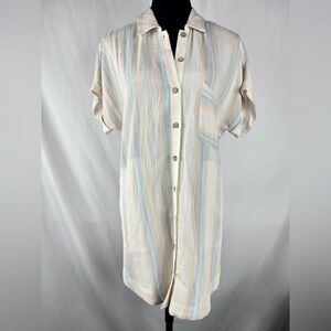 Style Rack Striped Summer Button Down Shirt Dress